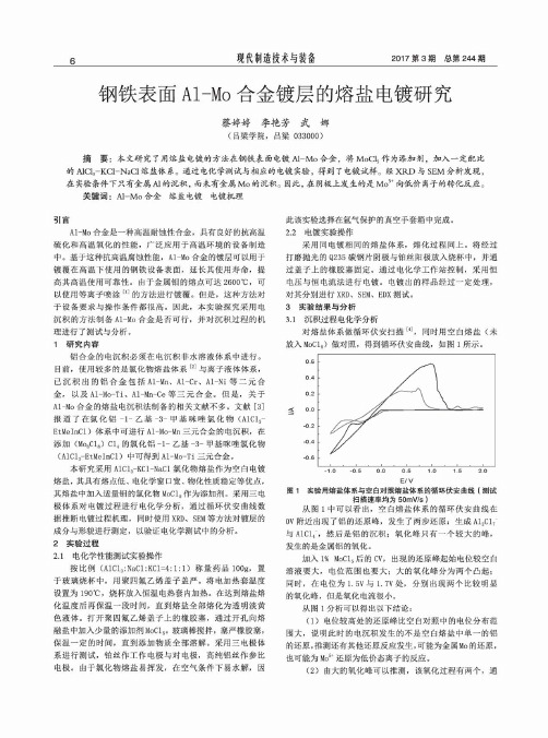 钢铁表面Al-Mo合金镀层的熔盐电镀研究