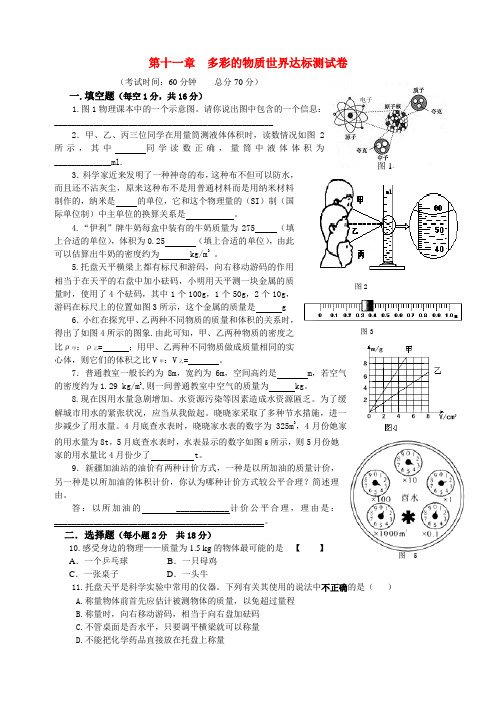九年级物理 第十一章 多彩的物质世界达标测试卷人教版