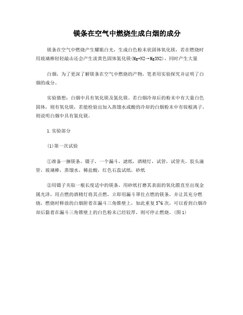 镁条燃烧产生的白烟的成分