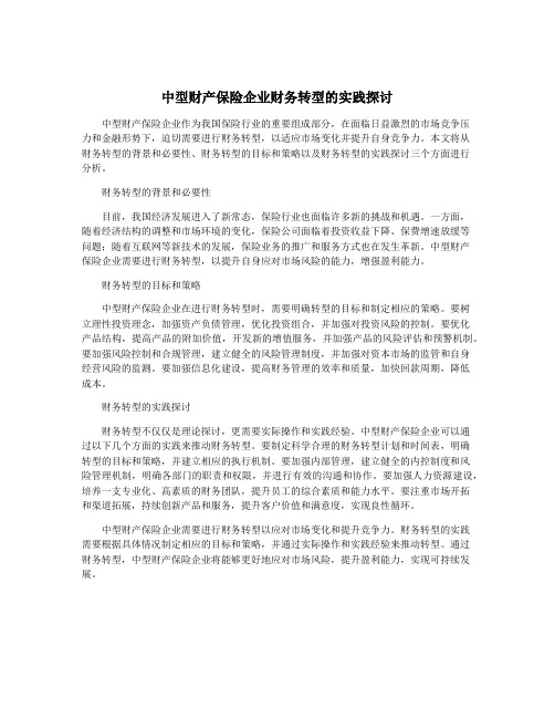 中型财产保险企业财务转型的实践探讨