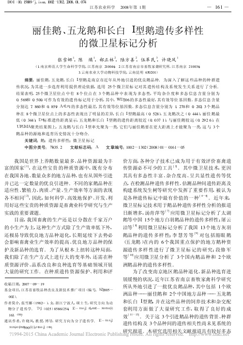 丽佳鹅_五龙鹅和长白_型鹅遗传多样性的微卫星标记分析_张雪娜