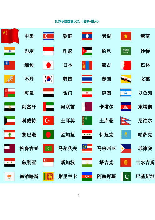 最新世界各国国旗大全(名称+图片)