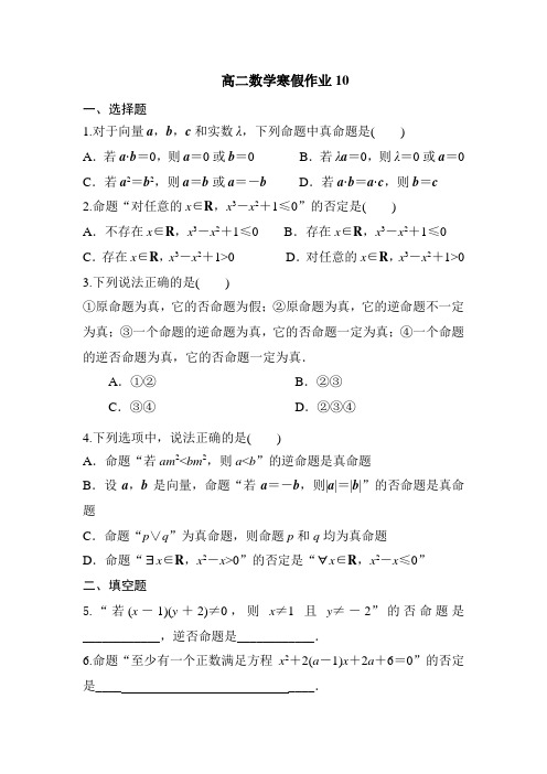 8高二数学寒假作业10