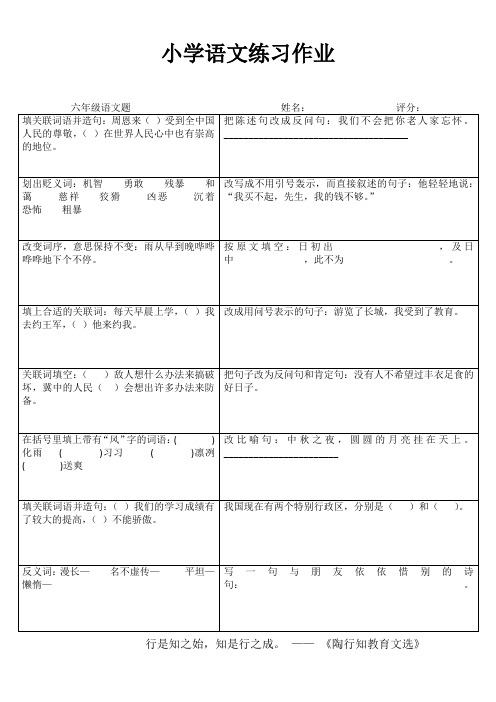 小学六年级语文拓展训练IV (1)