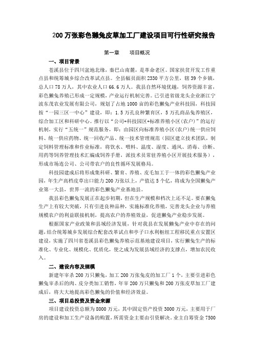200万张彩色獭兔皮草加工厂建设项目可行性研究报告.doc