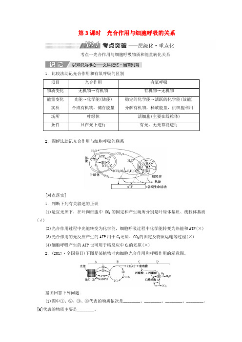 2019版高考生物一轮复习 第三单元 细胞的能量供应和利用 第三讲 第3课时 光合作用与细胞呼吸
