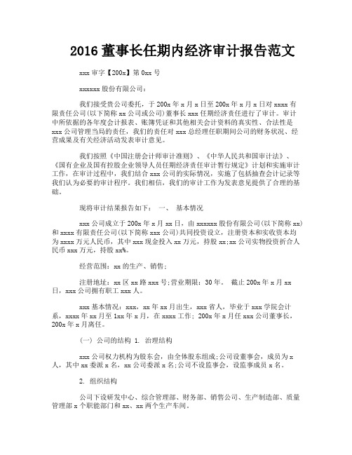 董事长任期内经济审计报告范文