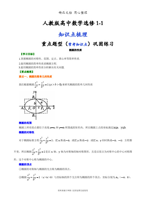 人教版高中数学【选修1-1】[B 知识点整理及重点题型梳理]