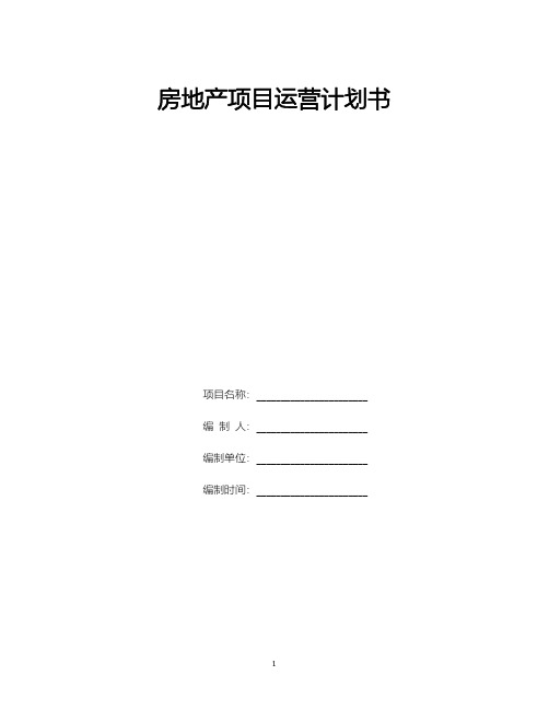 房地产项目运营计划书