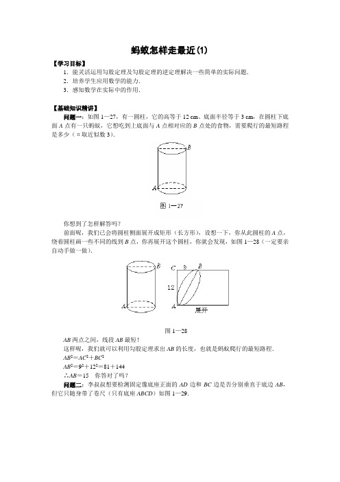 北师大版蚂蚁怎样走最近(1)(含答案)