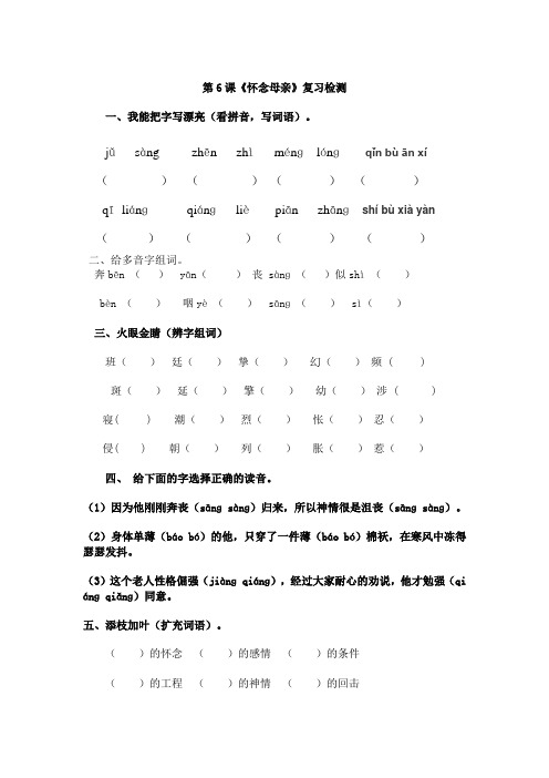 怀念母亲习题