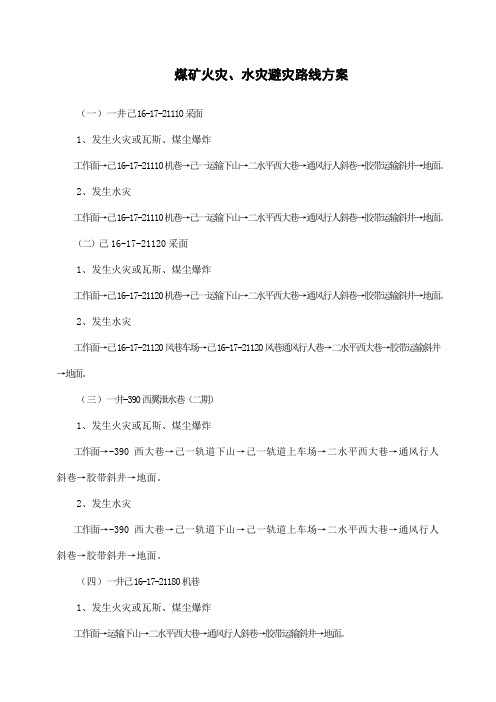 煤矿火灾、水灾避灾路线方案