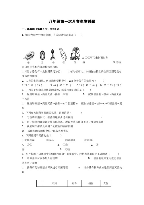 2019年新3月课标人教版八年级下册生物月考试卷含答案及解析