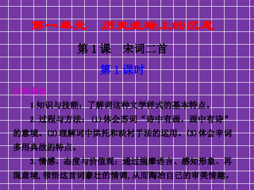 《宋词二首》(念奴娇赤壁怀古,永遇乐京口北固亭怀古)(第一课时)课件