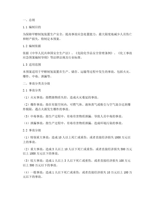 甲醇制氢装置事故预案
