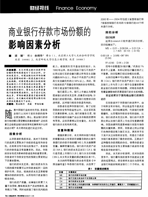 商业银行存款市场份额的影响因素分析