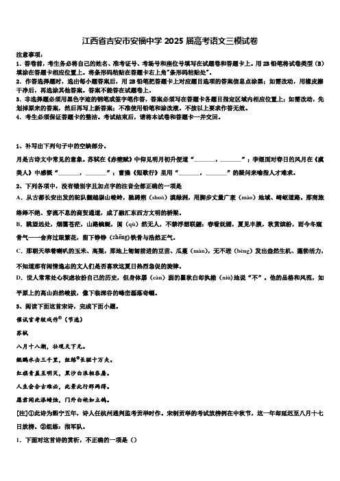 江西省吉安市安福中学2025届高考语文三模试卷含解析