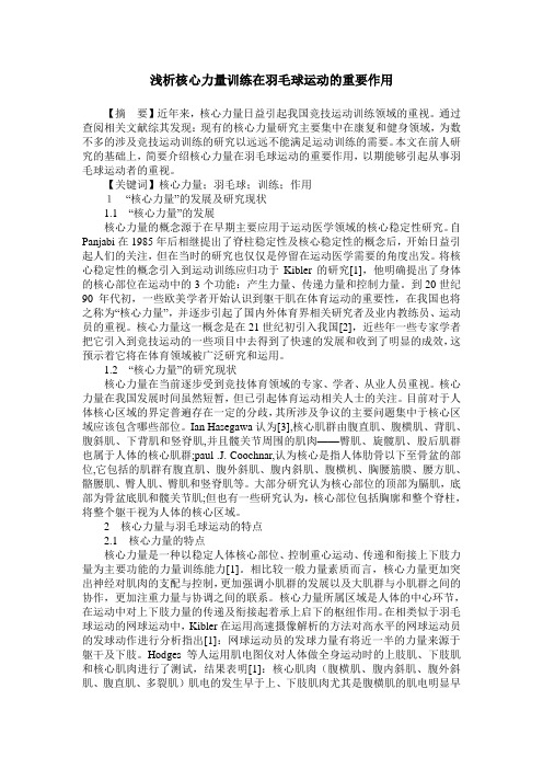 浅析核心力量训练在羽毛球运动的重要作用