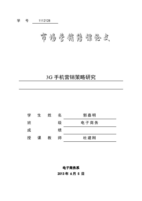 市场营销  3G手机营销分析