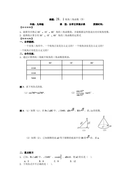 锐角三角函数1—3