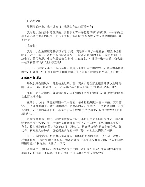 观察金鱼小学生日记四则