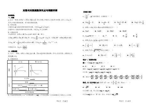 对数与对数函数知识点与例题讲解