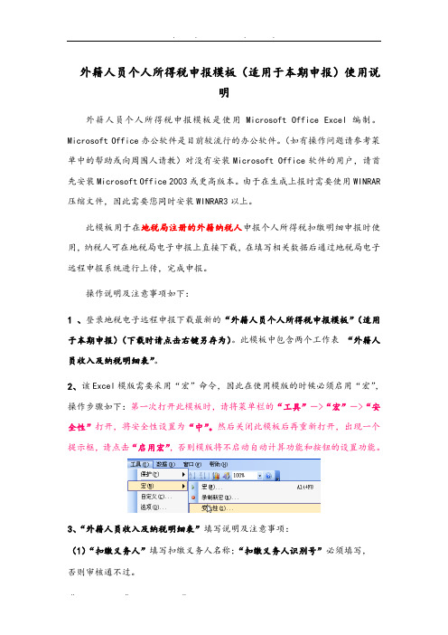 外籍人员个人所得税申报模板使用说明