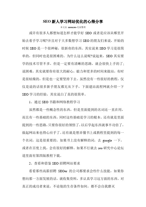 SEO新人学习网站优化的心得分享
