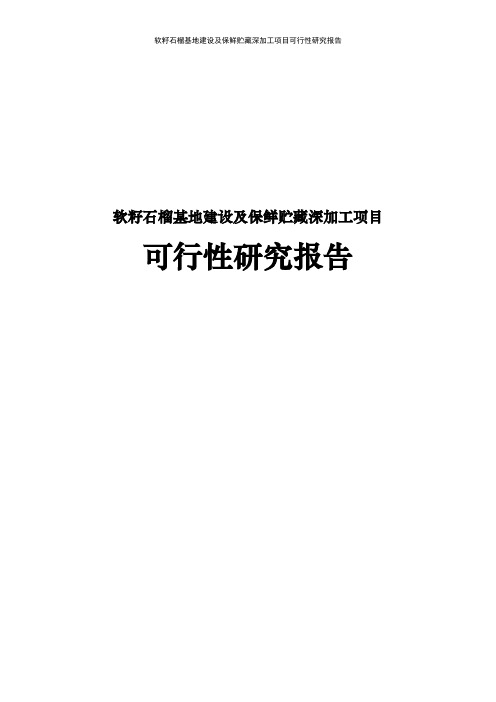 软籽石榴基地建设及保鲜贮藏深加工项目可行性研究报告