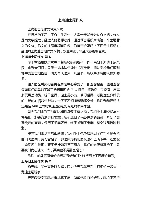 上海迪士尼作文合集5篇