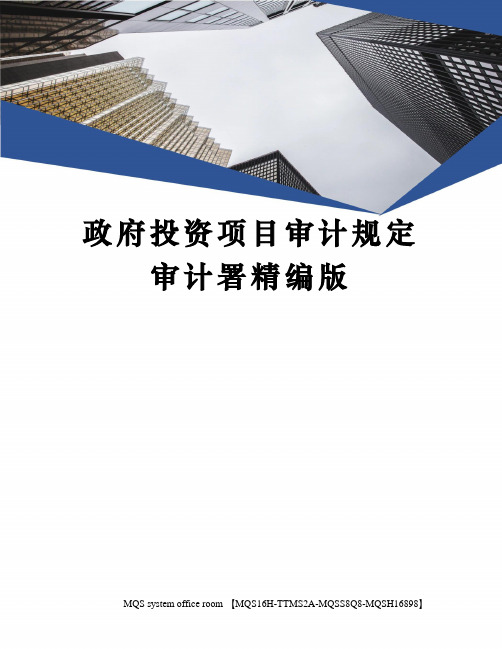 政府投资项目审计规定审计署精编版