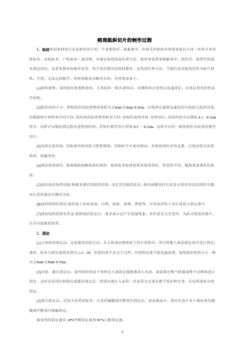病理组织切片的制作过程