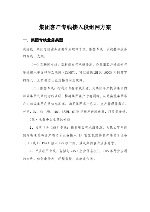 集团客户专线接入段组网方案