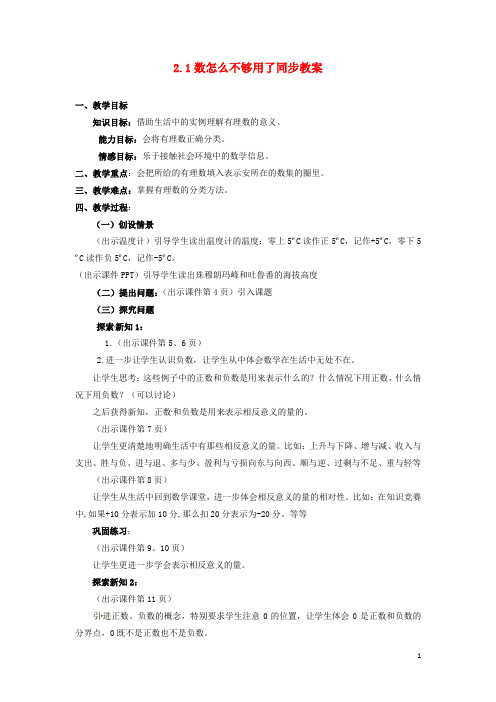 黑龙江省哈尔滨市第一零九中学七年级数学上册 2.1 数怎么不够用了同步教案 北师大版【精品教案】