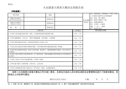 火灾隐患大排查大整治自查报告表