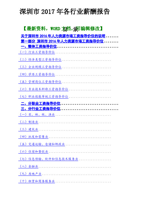 各行业薪酬报告