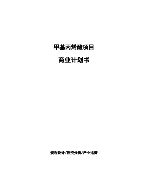 甲基丙烯酸项目商业计划书