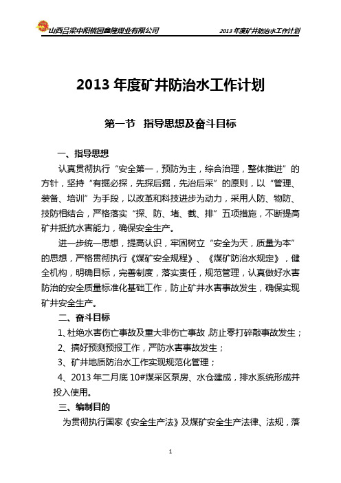 2013年度防治水计划