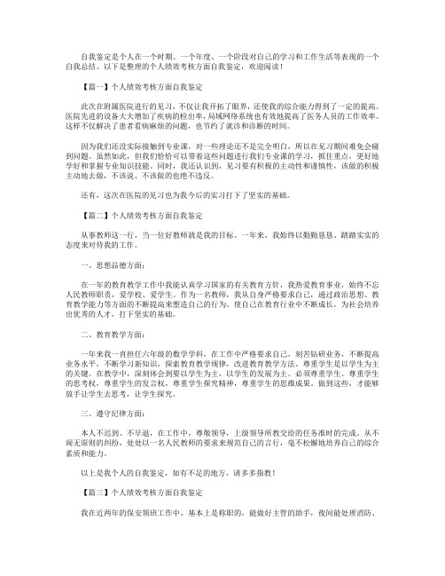 个人绩效考核方面自我鉴定4篇