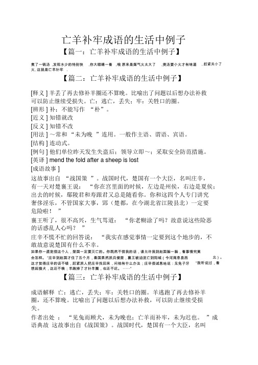 亡羊补牢成语的生活中例子