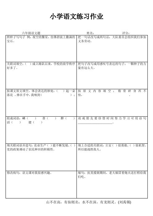 六年级语文基础训练1000题(16)
