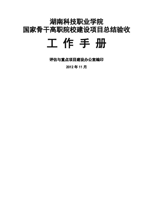 国家骨干高职院校建设项总结验收工作手册