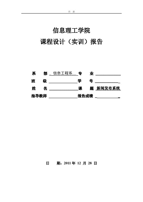 新闻发布实训报告JSP