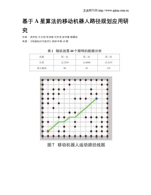 基于A星算法的移动机器人路径规划应用研究