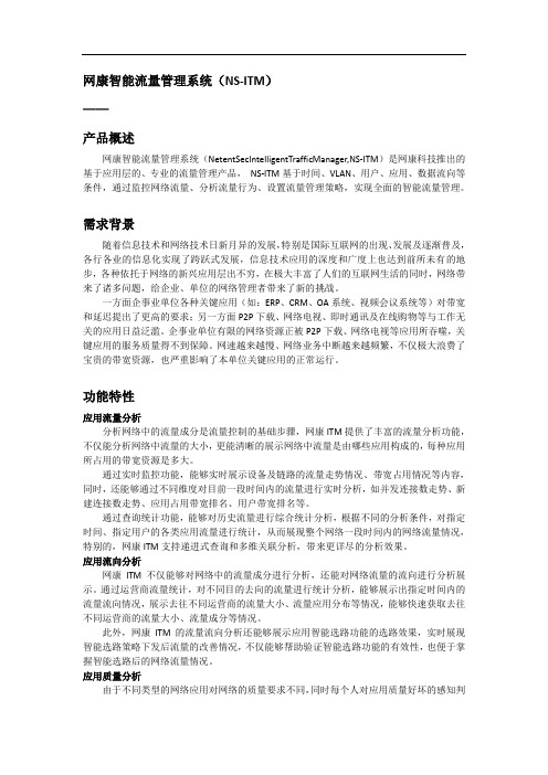 网康智能流量控制系统NS-ITM产品介绍