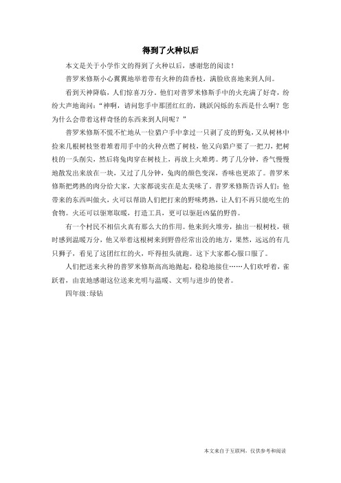 得到了火种以后_小学作文