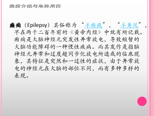 癫痫介绍与麻醉用药