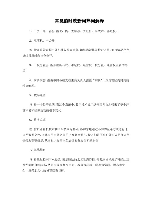 常见的时政名词解释