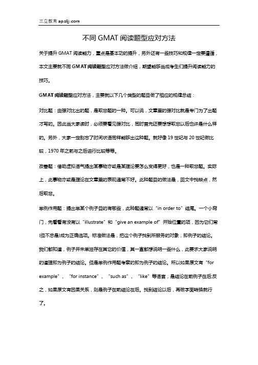 不同GMAT阅读题型应对方法