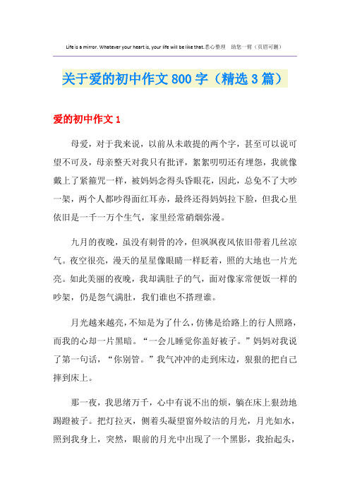 关于爱的初中作文800字(精选3篇)